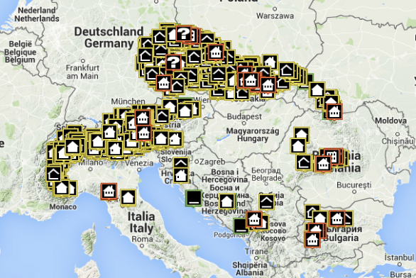 Výřez mapky středu Evropy ukazuje, kde je “nouzáků” vloženo nejvíc