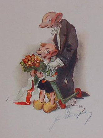 Kresba Spejbla a Hurvínka od Josefa Skupy z roku 1930