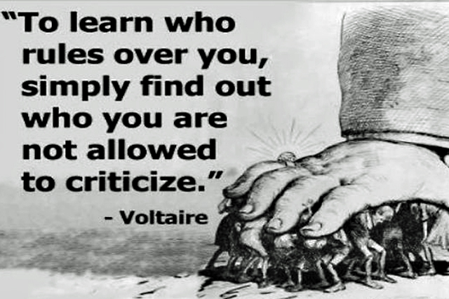&quot;Jak poznat, kdo vás ovládá? Prostě si jen uvědomte, koho nesmíte kritizovat,&quot; řekl Voltaire. Dnes nesmíme kritizovat černochy, Romy, Židy, ženy, gaye, postižené...  