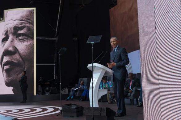 Obama při projevu k příležitosti 100. výročí od narození Nelsona Mandely.