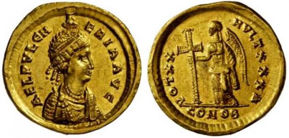 Aelia Pulcheria (399 - 453) se dočkala i vyobrazení na římských mincích. Aelia Pulcheria (399 - 453) se dočkala i vyobrazení na římských mincích.