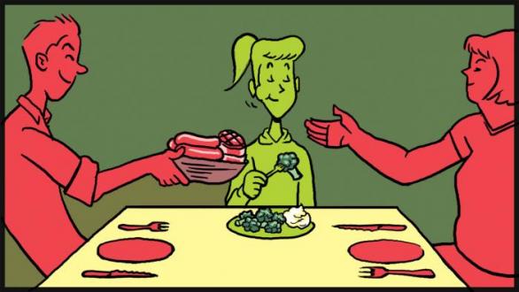 Vegetarián pozér je sám se sebou spokojený a cítí se být lepší než ostatní