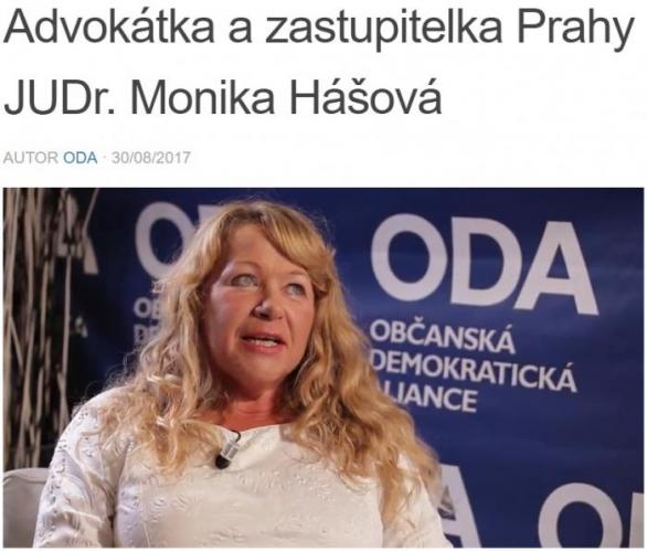 ODA se na svých stránkách chlubí přeběhlicí Hášovou. Ta si svou stranickou flexibilností v dozorčí radě PRE vydělala miliony.