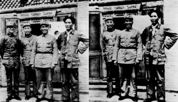 Nepohodný čínský komunista Bu Go, vyretušovaný z fotky s Mao Ce-tungem