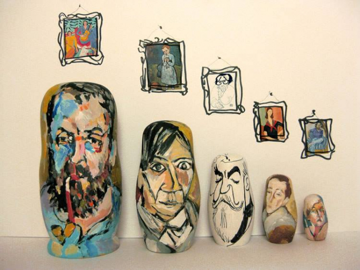 Pro milovníky umění...nebo je to kýč? Zleva Matisse, Picasso, Hirschfeld, Modigliani, Neel.