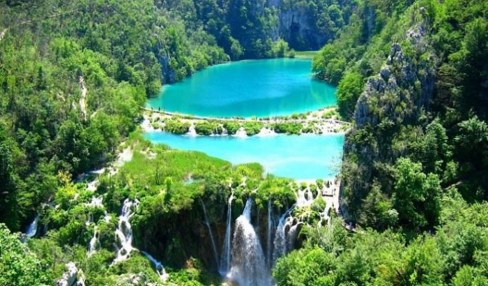 Vodopády na Plitvických jezerech v Chorvatsku