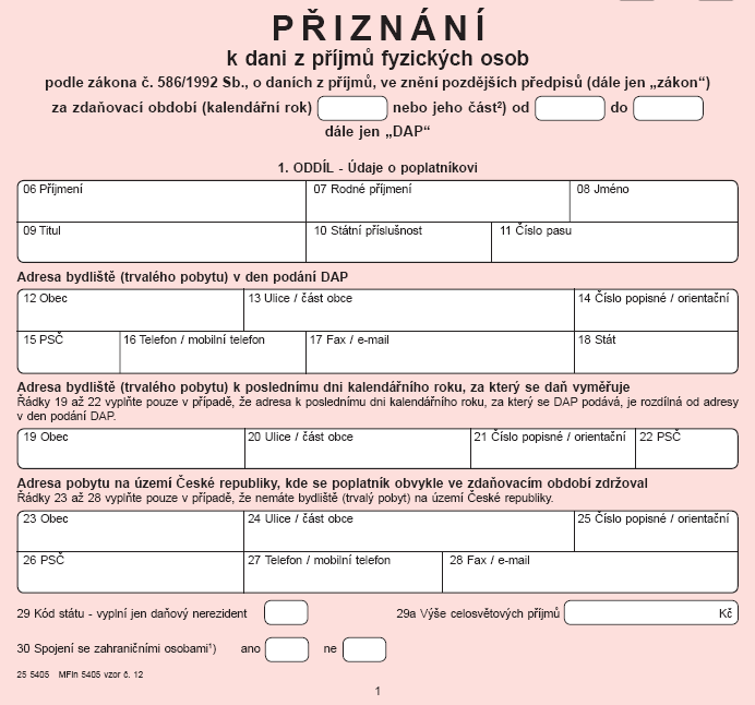 To je on. Formulář, který zničil jaro.