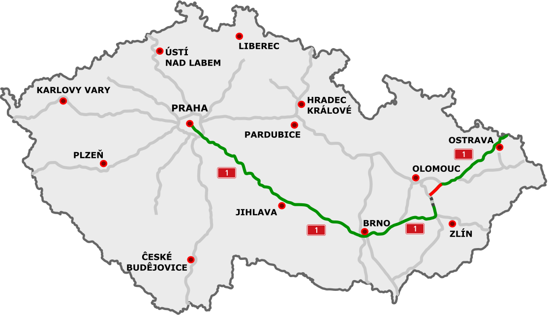 Aktuální mapa dálnice D1