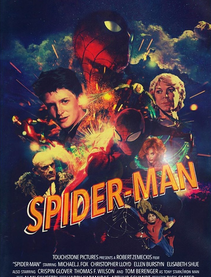 Osmdesátkový Spider-Man ve verzi s herci z Návratu do budoucnosti.