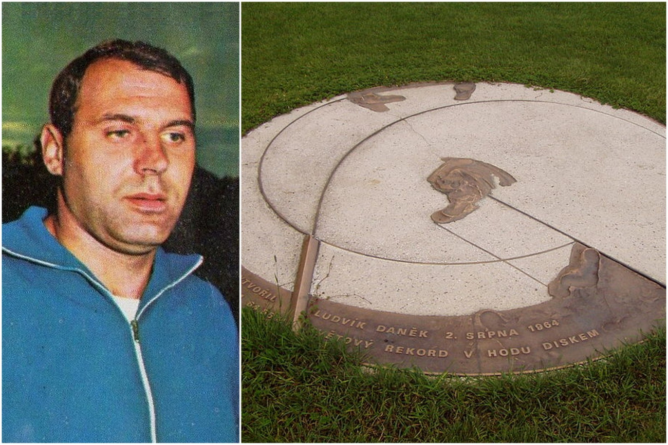 Československý diskař Ludvík Daněk. Mezi světové rekordmany se zapsal v roce 1964, když v Turnově hodin diskem 64,55 m.