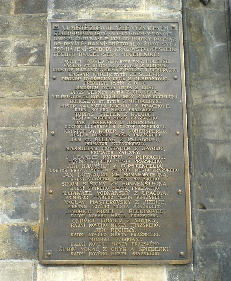 Pamětní deska se seznamem popravených