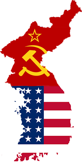 Rozdělená Korea. Sever podporovaný SSSR a jih USA.