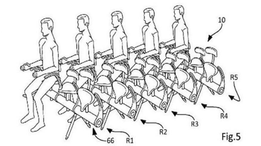 Patent Airbusu na "bicyklová" sedadla v letadle