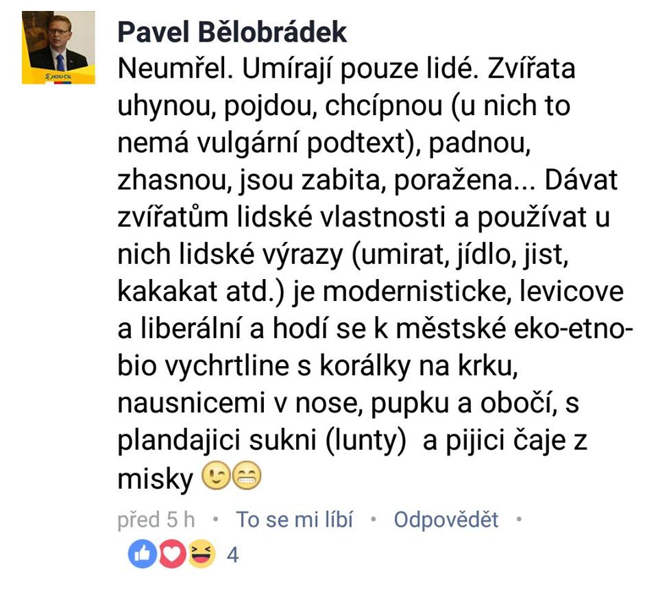 Duchovní útěcha hodná předsedy křesťanských demokratů. Na teologické fakultě pláčou dojetím a kdyby byl Ježíš v hrobě, tak by rotoval jako káča.