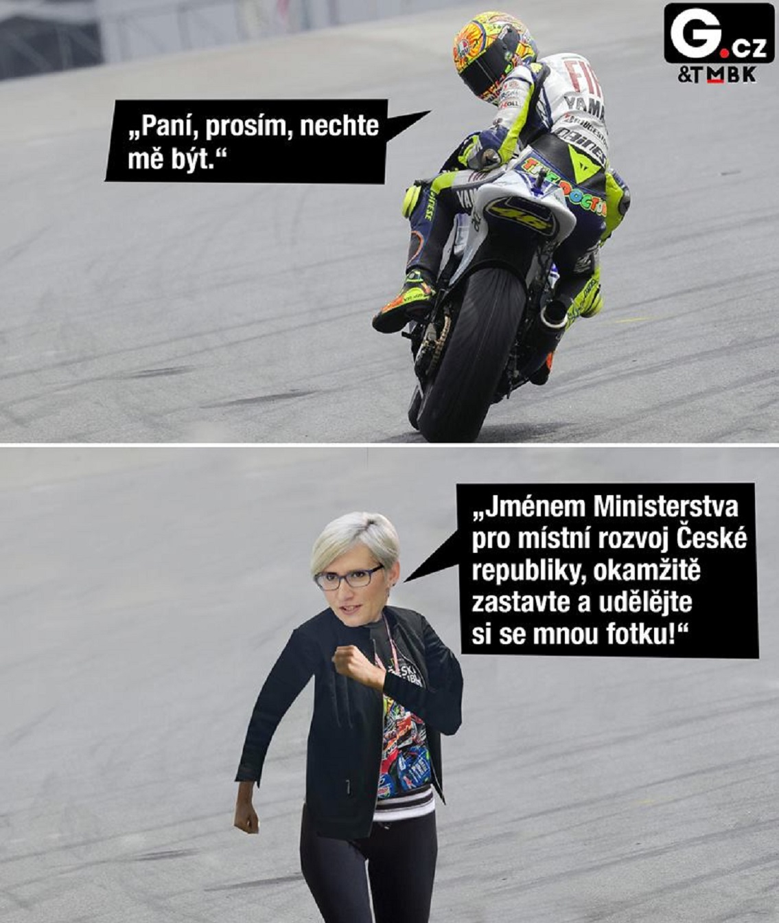 Ten Valentino Rossi je ale nevychovanec. Už aby ho pan Babiš koupil nebo zakázal.