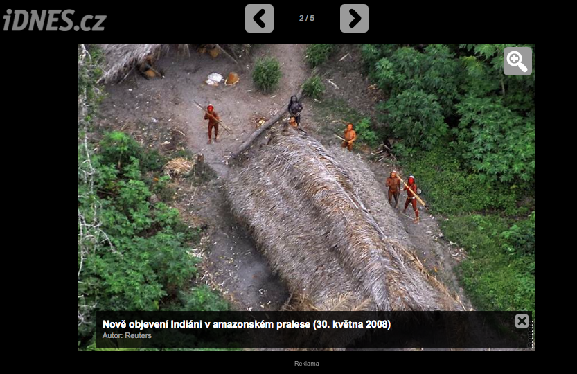 iDnes, květen 2008 – na fotce jsou brazilští "červení" indiáni
