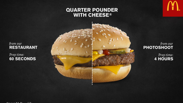 Cheeseburger ve své reálné a ideální podobě...