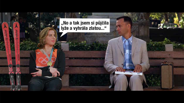Ester Ledecká s Forrestem Gumpem.