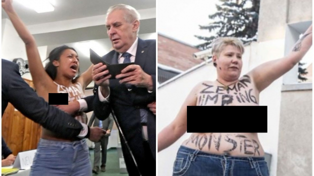 Prezidentské volby narušily dvě polonahé aktivistky z ukrajinského hnutí Femen.