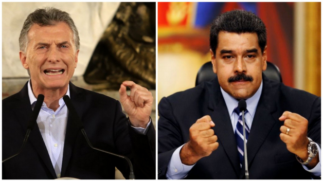 Argentinský prezident Mauricio Macri a jeho venezuelský protějšek Nicolás Maduro