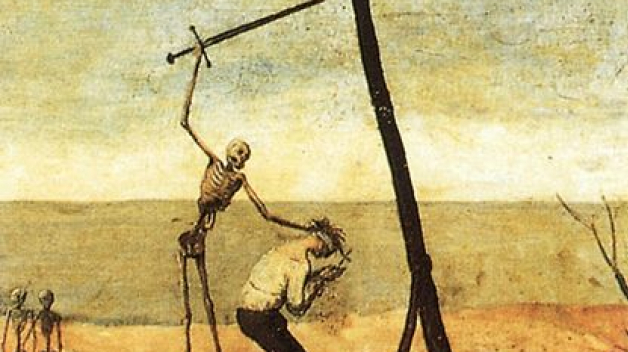 Depiction of a public execution in Brueghel&#039;s The Triumph of Death 1562-1563