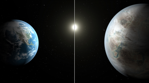 Srovnání Země a Keplera 452b – to první je „sci“, to druhé „fi“.