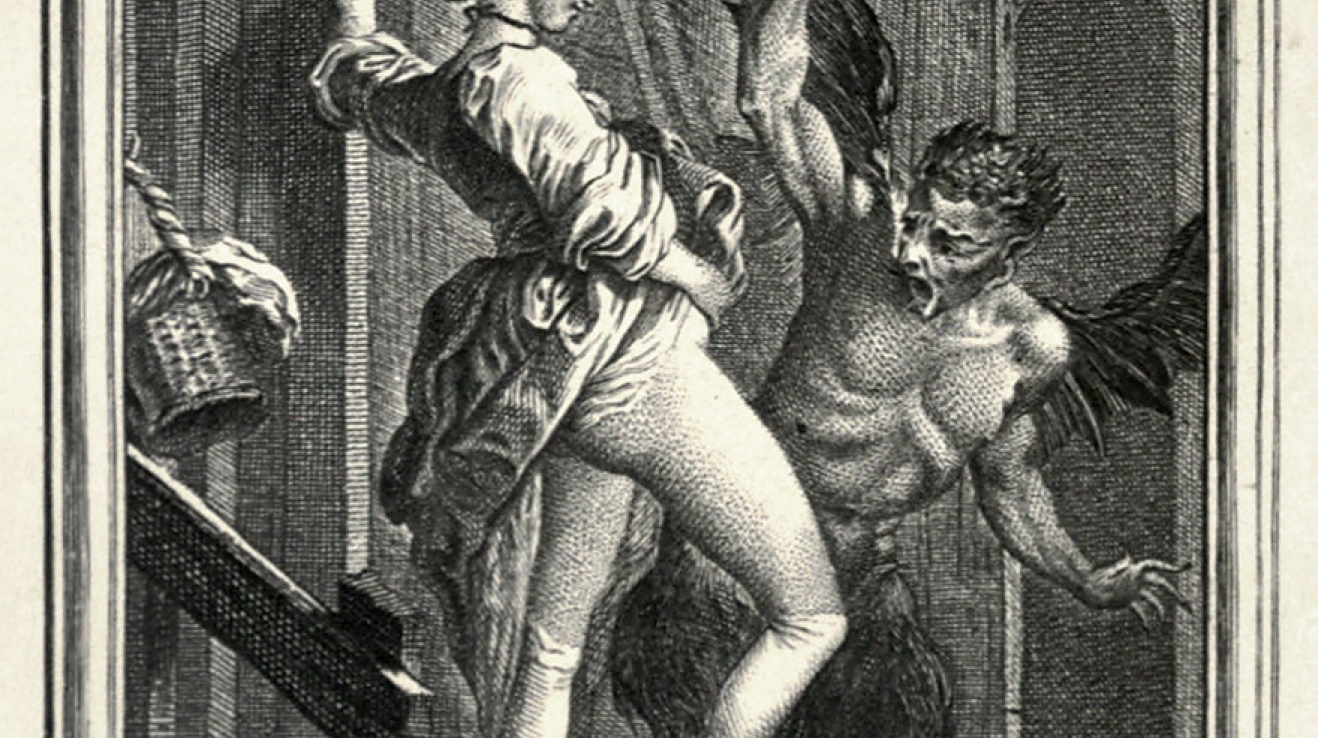 Rytina z 18. století od Charlese Eisena - ilustrace Bajek od Jeana de La Fontaine - jasně naznačuje, jakou má vagina moc.