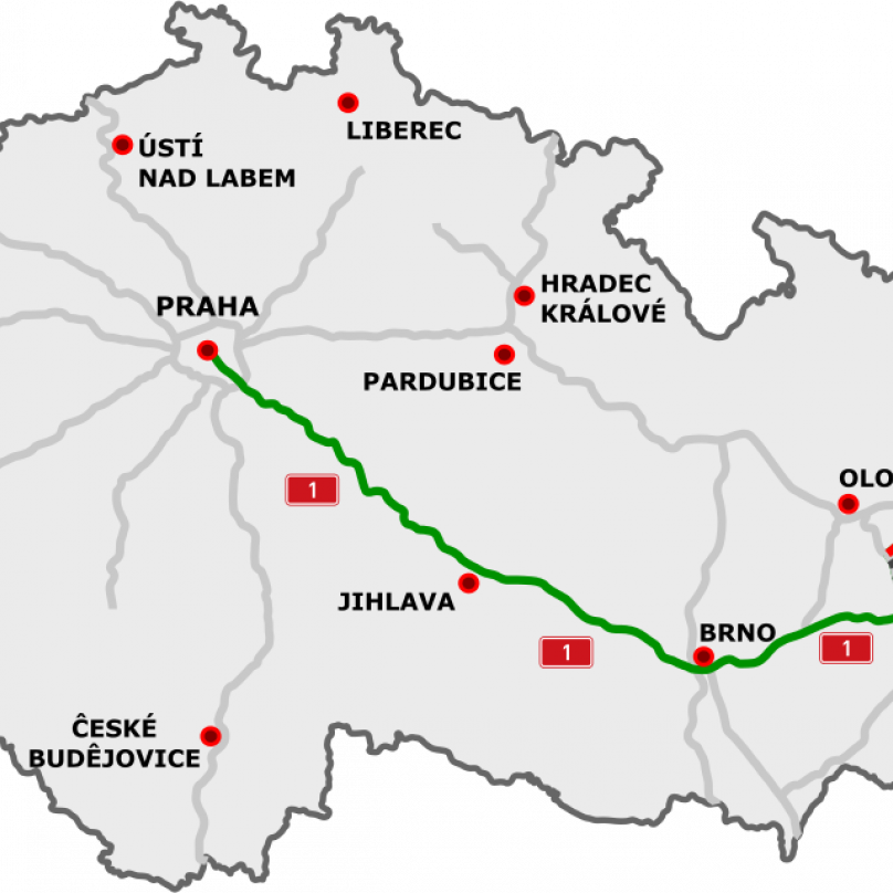 Aktuální mapa dálnice D1