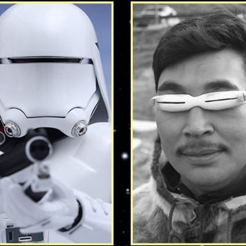 Helmy nových stormtrooperů inspirovaly tradiční inuitské brýle proti sněhu.