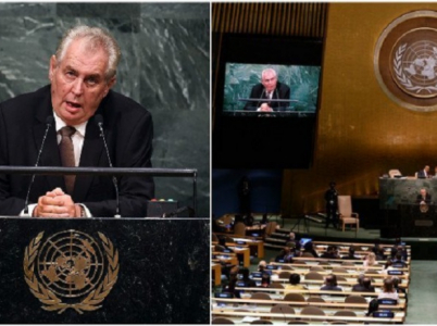 Milož Zeman na zasedání OSN v roce 2015.