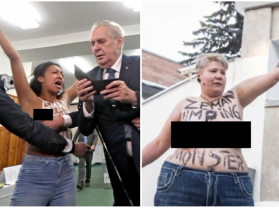 Prezidentské volby narušily dvě polonahé aktivistky z ukrajinského hnutí Femen.