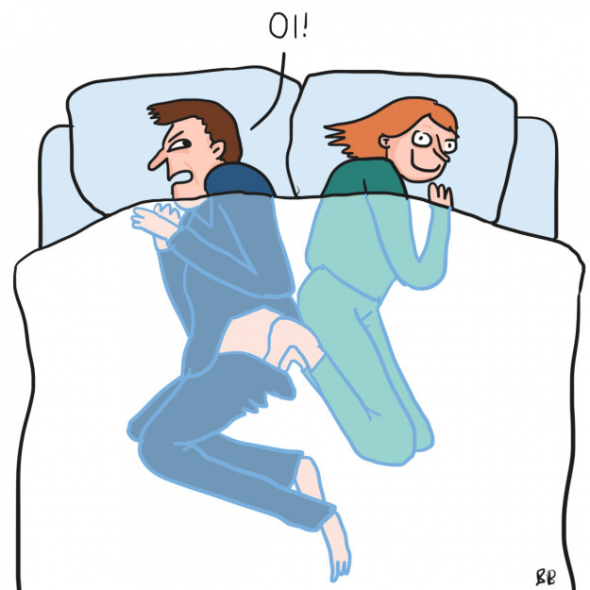 1) Strkají studené nohy k partnerovi