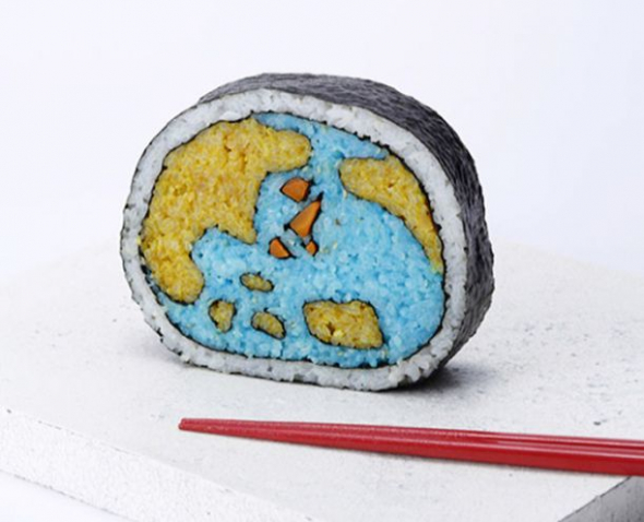 Umělec vyobrazil celou zemi v jednom malém kousku sushi