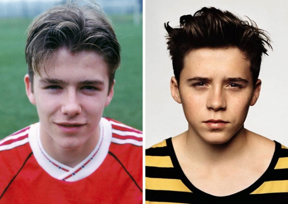 1. David Beckham (17 let) a Brooklyn Beckham (16 let)