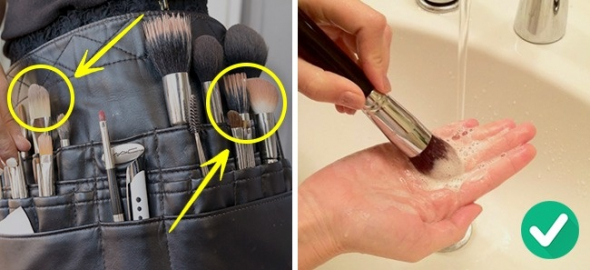2. Pravidelně umývejte štěteček na pudr a makeup 