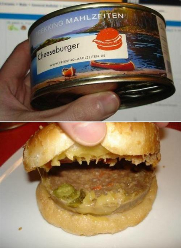 1) Cheeseburger z konzervy