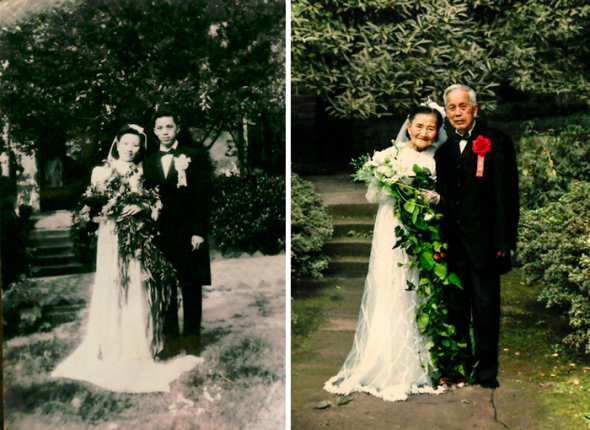 9. Tento pár si po sedmdesáti letech zopakoval svatbu