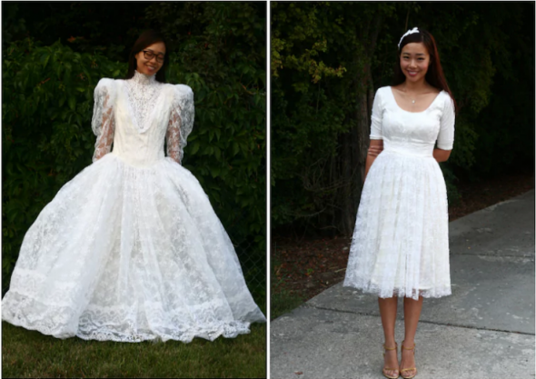 Zastaralé nemoderní vintage svatební šaty se dokážou proměnit v super moderní krajkové šaty