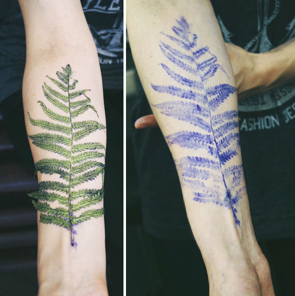 3. Tetování začíná otiskem rostliny
