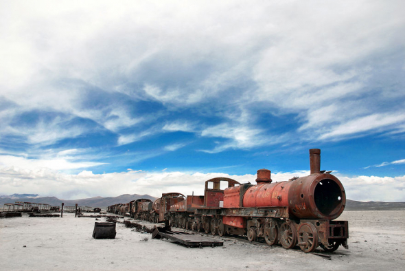 #7 Opuštěný vlak Salar de Uyuni v Bolívii