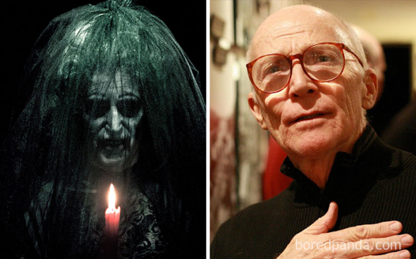 11# Nevěsta v černém v Insidious 2 (2013). Docela příjemný stařík a takovou starou šeredu z něj udělali!