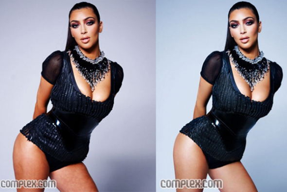 Rok 2009 a Kim Kardashian se objevuje bez celulitidy a s úzkým pasem.