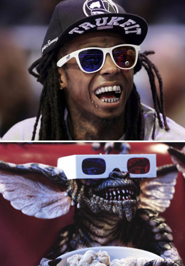 13# A ještě jednou Lil Wayne tentokrát jako Gremlin s 3D brýlemi. Za nás jasně vítězí Gremlin!