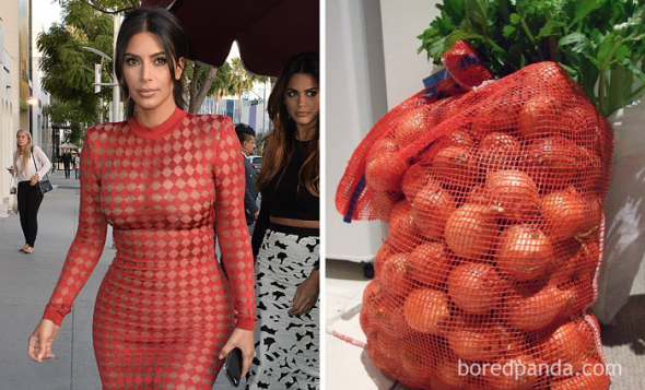 2# Že by se Kim Kardashian inspirovala na svou róbu u pytle s cibulí? 